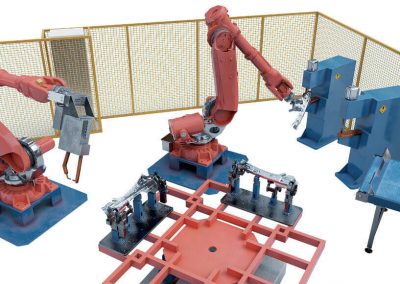 Robotic station for spot welding
